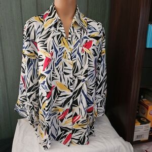 Multicolor Beautiful Womens Print Apparenza Blouse Size 2X Brand New